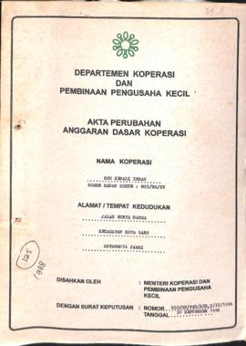 SK Akta Koperasi No : 602 / BH / PAD / KWK.5 / IX / 1996 Tanggal : 30 September 1996 KSU Kenali I...