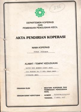 SK Akta Koperasi No : 09/BH/KWK.5/IV/1997 Tanggal : 17 April 1997 KOPKAR PRIMADANA