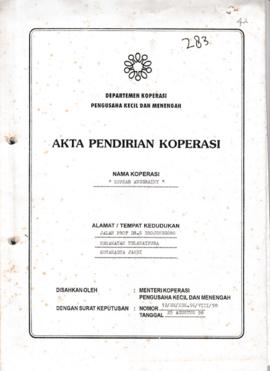 SK. Akta Koperasi No. 12/BH/KDK.56/VIII/98 Tanggal 25 Agustus 1998 KOPKAR ANGGRAINY