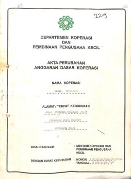 SK Akta Koperasi No : 419 / BH / PAD / KWK.5 / IX / 1996 Tanggal : 11 September 1996 Karya Sriwijaya