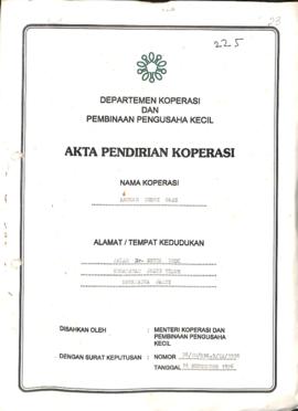 SK Akta Koperasi No : 36 / BH / KWK.5 / IX / 1996 Tanggal : 14 September 1996 KOPKAR BUDHI SARI