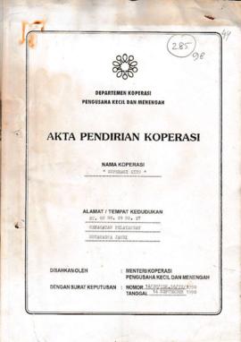 SK. Akta Koperasi No. 14/BH/KDK.56/IX/1998 Tanggal 14 September 1998 KOPERASI KITO