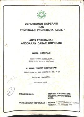 SK AKta Koperasi No : 672 / BH /PAD/ KWK.5 /XII /1996 Tanggal : 10 Desember 1996 KOPWAN PUTRI PIN...