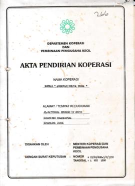 SK. Akta Koperasi No. 19/BH/KWK.5/V/1998 Tanggal 04 Mei 1998 KOPKAR "ANGKUTAN NELTHA PRIMA