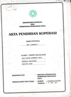 SK. Akta Koperasi No. 23/BH/KWK.5/VI/1998 Tanggal 06 Juni 1998 KPN"PERINDAG"