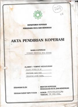 SK. Akta KoperasiNo. 02/BH/KDK.5/VII/98 Tanggal 28 Juli 1998 KOPERASI PENGUSAHA MUDA MANDIRI