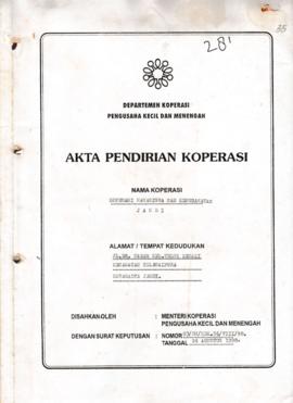 SK. Akta Koperasi No. 03/BH/KDK.56/VIII/98 Tanggal 24 Agustus 1998 KOPERASI MAHASISWA PAM KEPERAW...