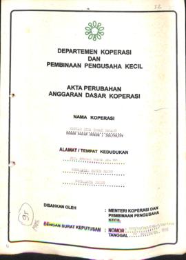 SK Akta Koperasi No : 522 / BH / PAD / KWK.5 / IX / 1996 Tanggal : 28 September 1996 KOPKAR BINA ...