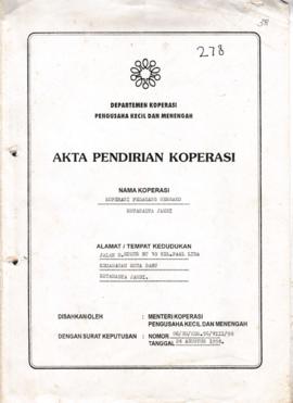 SK.AKta Koperasi No. 06/BH/KDK.56/VIII/98 Tanggal 24 Agustus 1998 KOPERASI PEDAGANG SEMBAKO KOTAM...