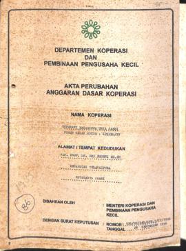 SK AKta Koperasi No : 526 / BH / PAD / KWK.5 / IX / 1996 Tanggal : 28 September 1996 KOPMA UNJA J...