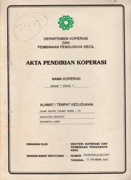 SK. Akta Koperasi No. 49/BH/KWK.5/XI/1997 Tanggal 17 November 1997 KOPKAR "PPUJBI"