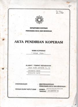 SK. Akta Koperasi No. 08/BH/KDK.56/VIII/98 Tanggal 24 Agustus 1998 KOPKAR UTAMA