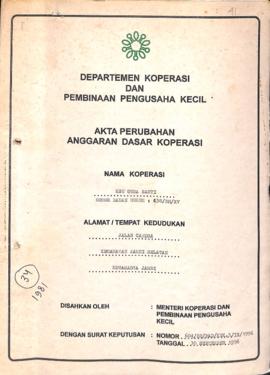 SK Akta Koperasi No : 604 / BH / PAD / KWK.5 / IX / 1996 Tanggal : 30 September 1996 KSU Guna Sakti