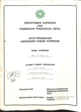 SK Akta Koperasi No : 393 / BH / PAD / KWK.5 / IX / 1996  Tanggal : 04 September 1996 KPN SMA N 2