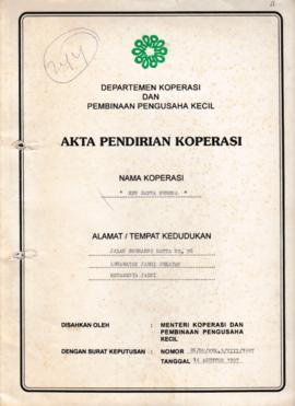 SK. Akta Koperasi No. 26/BH/KWK.5/VIII/1997 Tanggal 14 Agustus 1997 KPN SAPTA PESONA