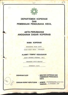 SK Akta Koperasi No : 601 / BH /PAD/ KWK.5 /XI /1996 Tanggal : 13 November 1996 PRIMKOPOL POLDA J...