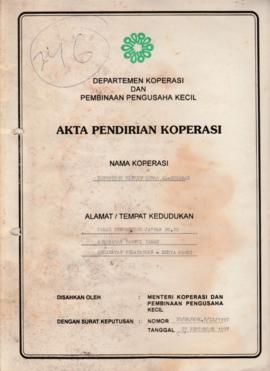 SK. Akta Koperasi No. 30/BH/KWK.5/IX/1997 Tanggal 29 September 1997 KOPONTREN HIFZIL QURAN AL-MUB...