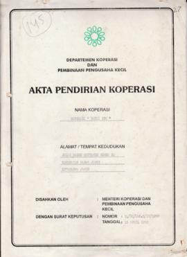 SK. Akta Koperasi No. 14/BH/KWK.5/IV/1998 Tanggal 15 April 1998 KOPERASI "BAKTI IBU"
