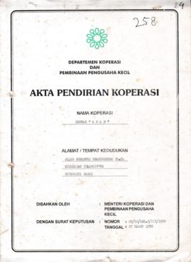 SK. Akta Koperasi No. 09/BH/KWK.5/III/1998 Tanggal 27 Maret 1998 KOPKAR"AMAN"