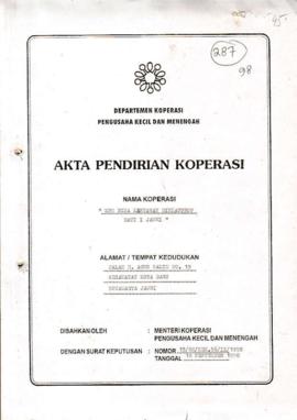 SK. Akta Koperasi No. 15/BH/KDK.56/IX/1998 Tanggal 14 September 1998 KPN BINA KARYAWAN DIKLATPROP...