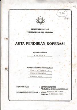 SK. Akta Koperasi No. 16/BH/KDK.56/IX/1998 Tanggal 18 September 1998 KPN PRAJA