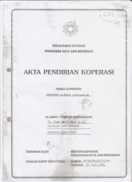 SK. Akta Koperasi No. 01/BH/KDK.56/VII/98 Tanggal 26 Juli 1998 KOPONTREN AL-FAQIH LITTIJARIYAH