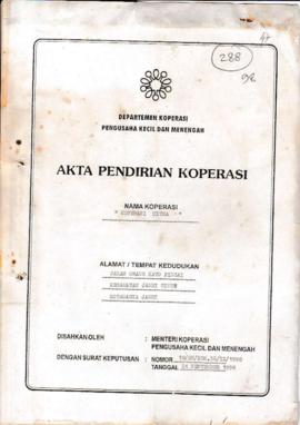 SK. Akta Koperasi No. 18/BH/KDK.56/IX/1998 Tanggal 24 September 1998 "KOPERASI CITRA"