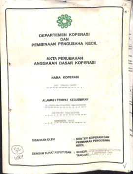 SK Akta Koperasi No : 391 / BH / PAD / KWK.5 / IX / 1996  Tanggal : 04 September 1996 KSU Melati