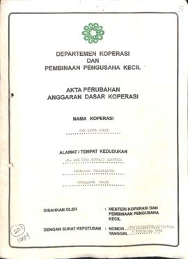 SK Akta Koperasi  No : 394 / BH / PAD / KWK.5 / IX / 1996  Tanggal : 04 September 1996 KPN Karya ...