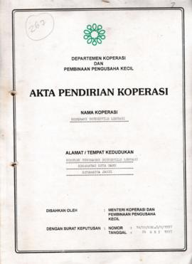 SK Akta Koperasi No. 14/BH/KWK.5/V/1997 Tanggal : 26 Mei 1997 KOPERASI BOUGENVILE LESTARI