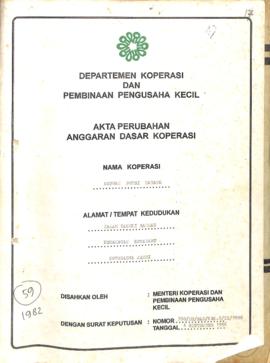 SK Akta Koperasi No : 398 / BH / PAD / KWK.5 / IX / 1996  Tanggal : 04 September 1996 KOPWAN Putr...