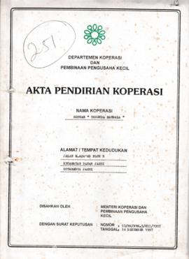 SK. Akta Koperasi No. 53/BH/KWK.5/XII/1997 Tanggal 14 Desember 1997 KOPKAR"TOSERBA MANDALA&q...