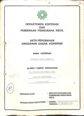 SK Akta KoprasiNo : 416 / BH / PAD / KWK.5 / IX / 1996 Tanggal : 11 September 1996 Koperasi Wanit...